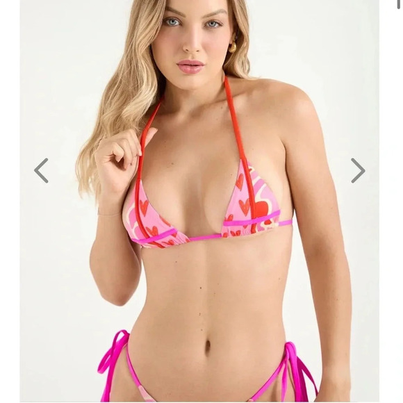 NWT OneOne Swimwear XOXO Valentines Day Limited Edition Pink Hearts Bikini NEW - Picture 5 of 5